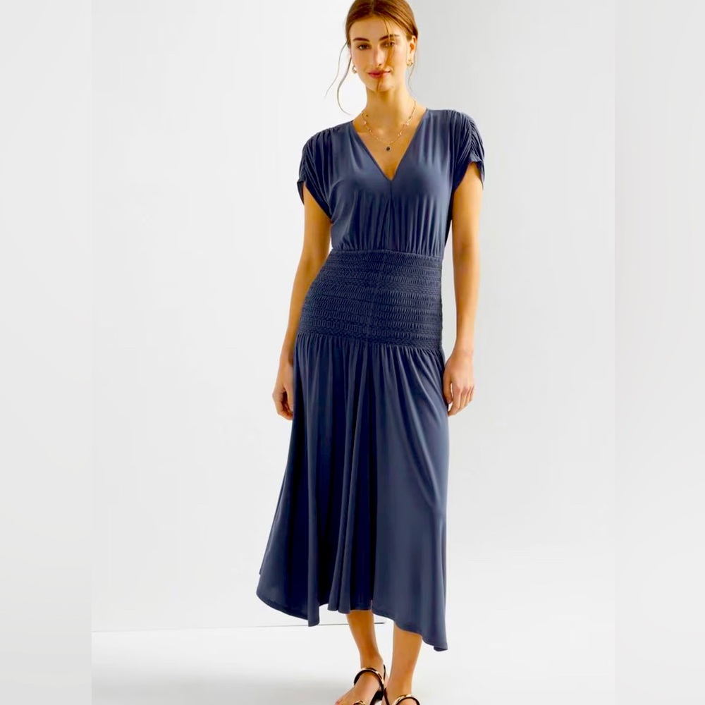 White House Black Market Matte Jersey Smocked Dress